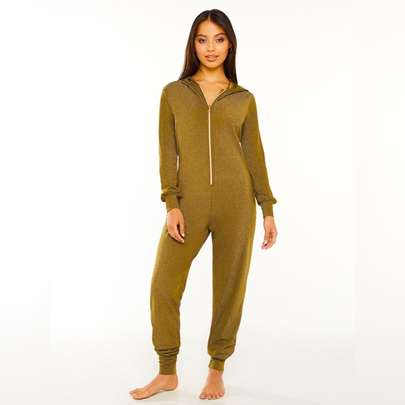 Savage x Fenty Sleep and Shine glitter onesie Hooded Romper green size Small - Picture 1 of 7